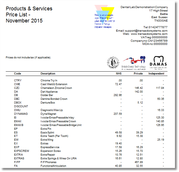 reports-price list