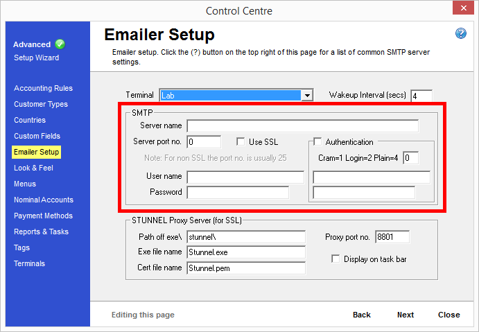 emailer setup