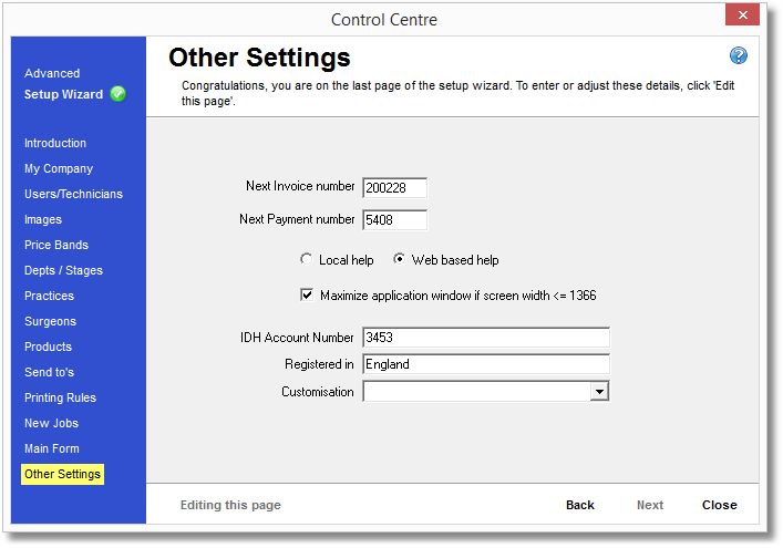 Control Centre-End Page