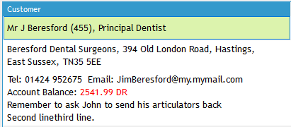 Customer on Main Form