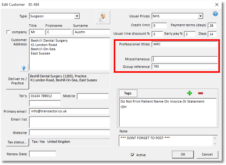 Customer-Custom fields