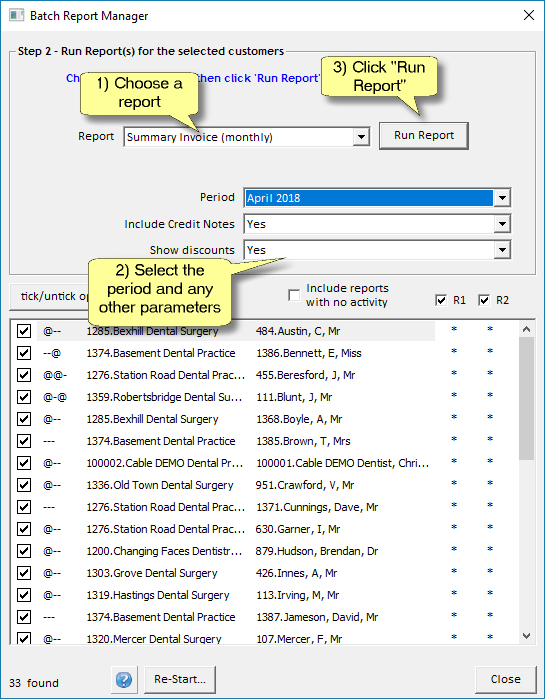 Print monthly invoices or statements2